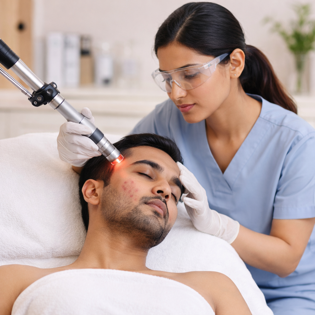 male patient acne treatment