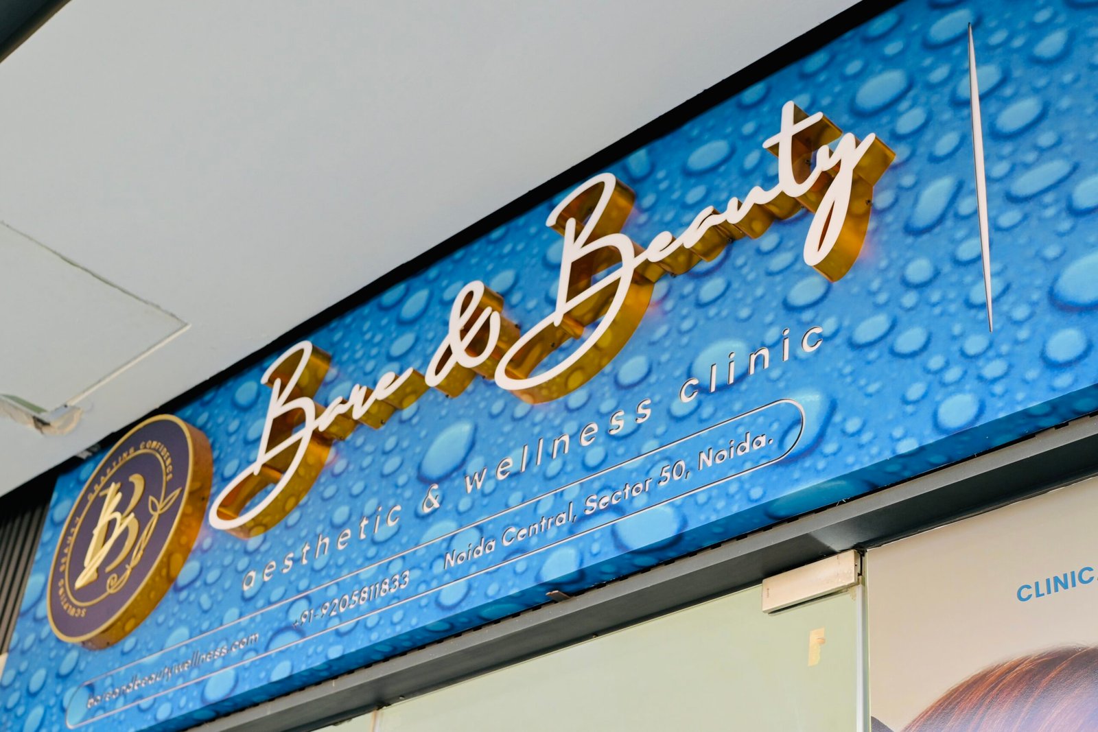 Bare and Beauty clinic signage in Noida